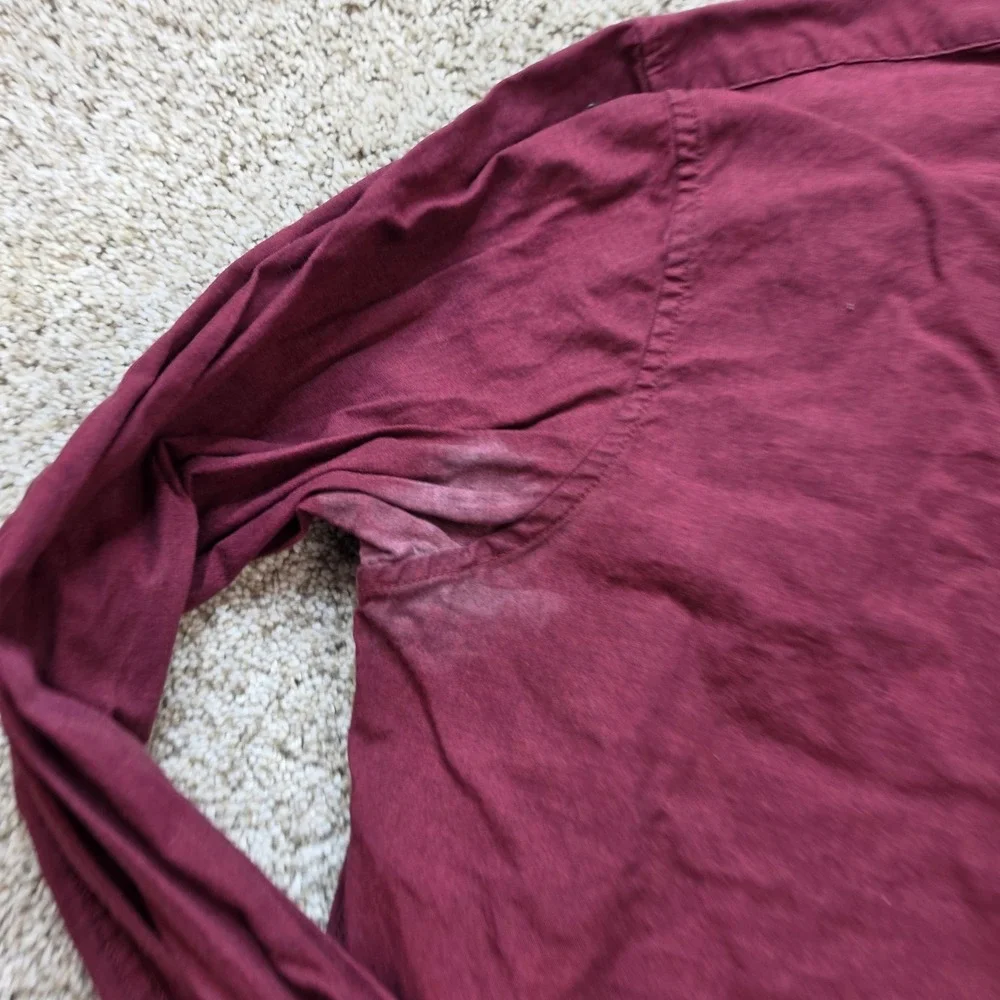 Banana Republic Grant Slim Fit Mens M Cotton Pinpoint Oxford Burgundy Shirt